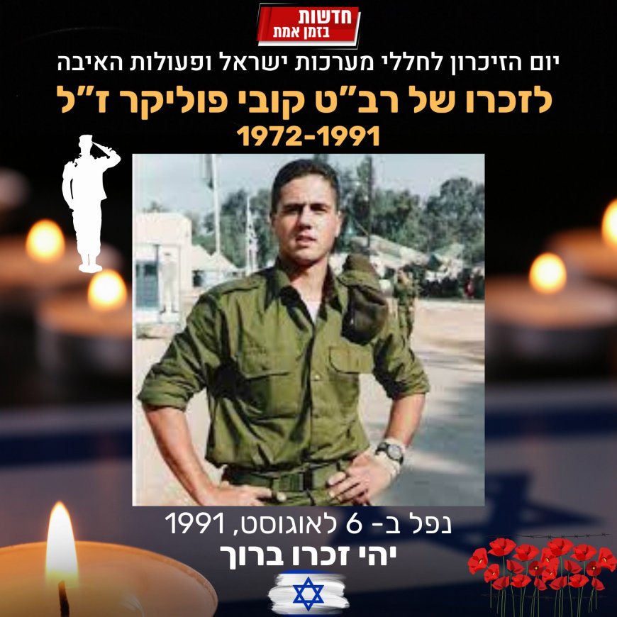 לזכרו של רב"ט קובי (יעקב) פוליקר ז"ל שנפל בעת מילוי תפקידו.