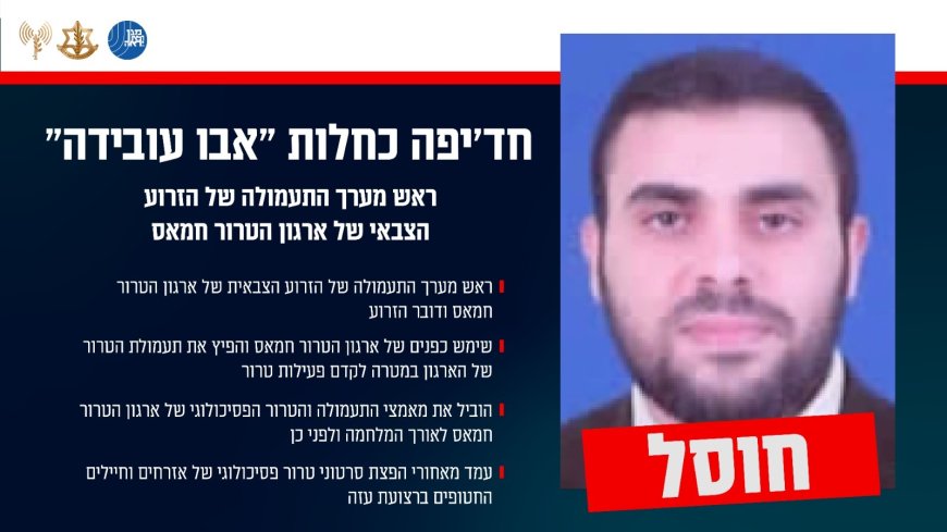 צה"ל ושב"כ חיסלו את ראש מערך התעמולה של חמאס – חד׳יפה כחלות "אבו עוביידה"
